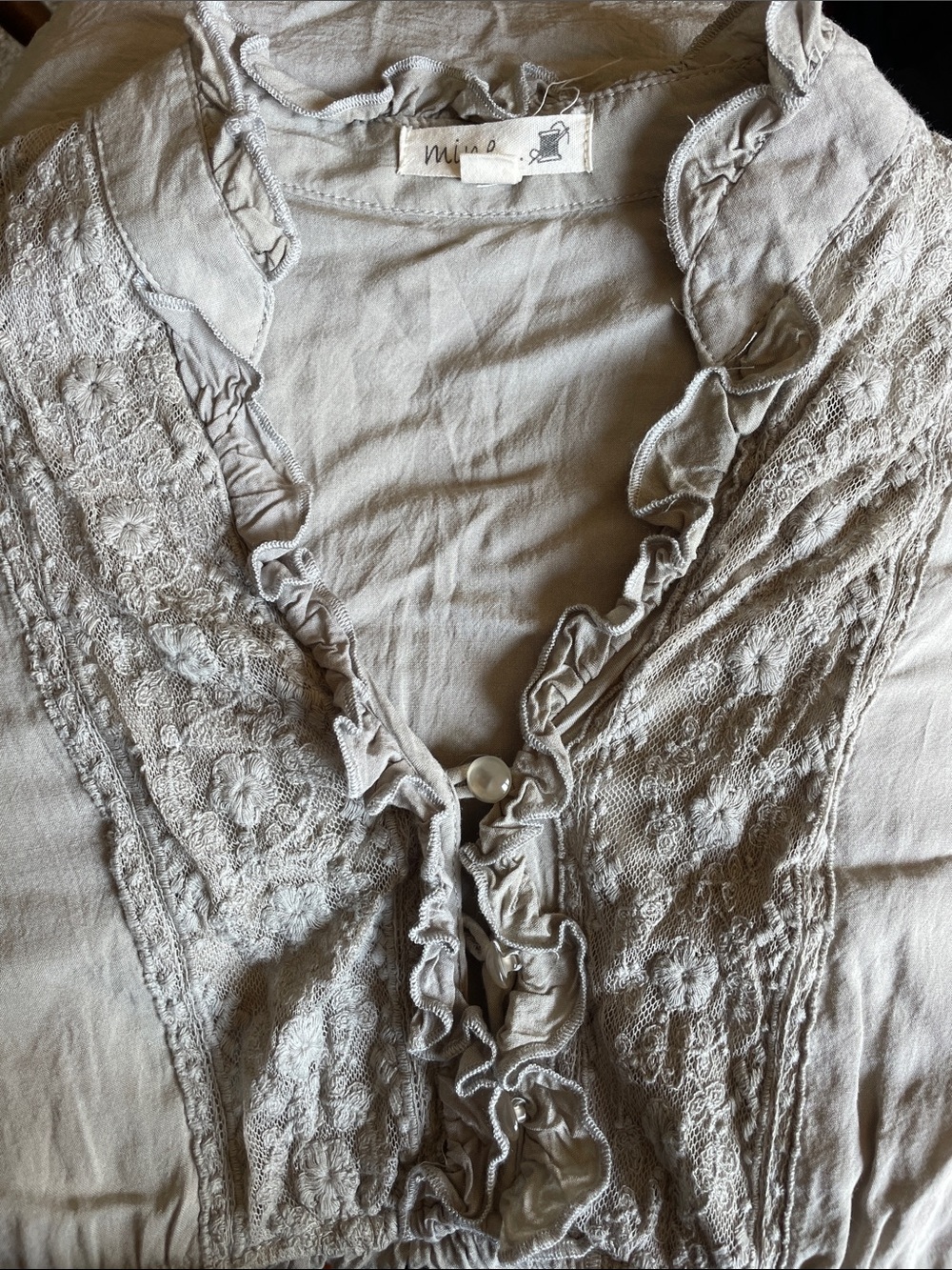 Mine Ruffle Trim Blouse - light gray